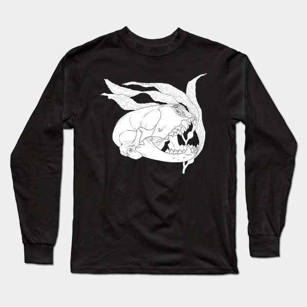 Harbor Seal Skull with Giant Kelp Long Sleeve T-Shirt by Gold and Mean